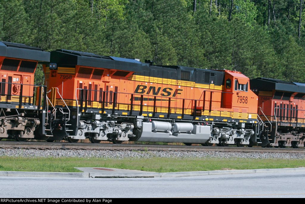 BNSF 7958 runs second in a quartet of units